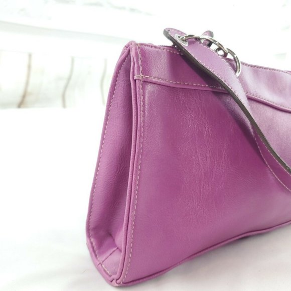 Barneys New York Womens Violet Leather Meadow Green Lining Shoulder Hand… - Picture 4 of 15